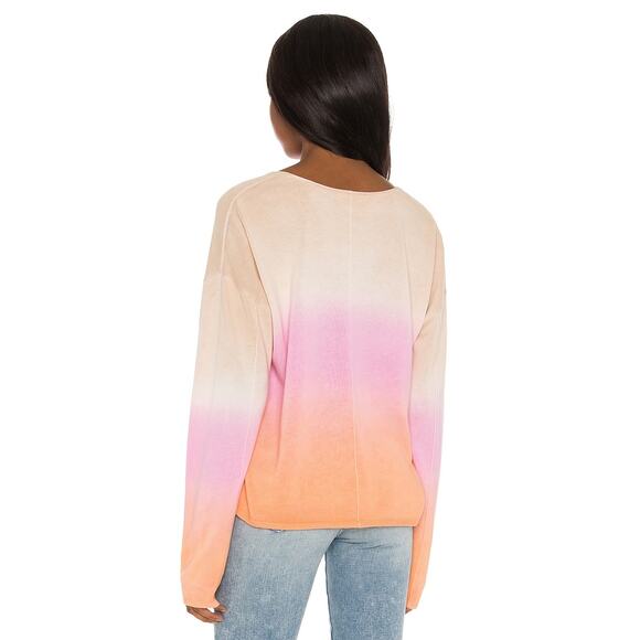 SANCTUARY | Women’s Horizon Sweater Pink Sherbet Ombre Cotton Blend V-Neck Small - Picture 6 of 12
